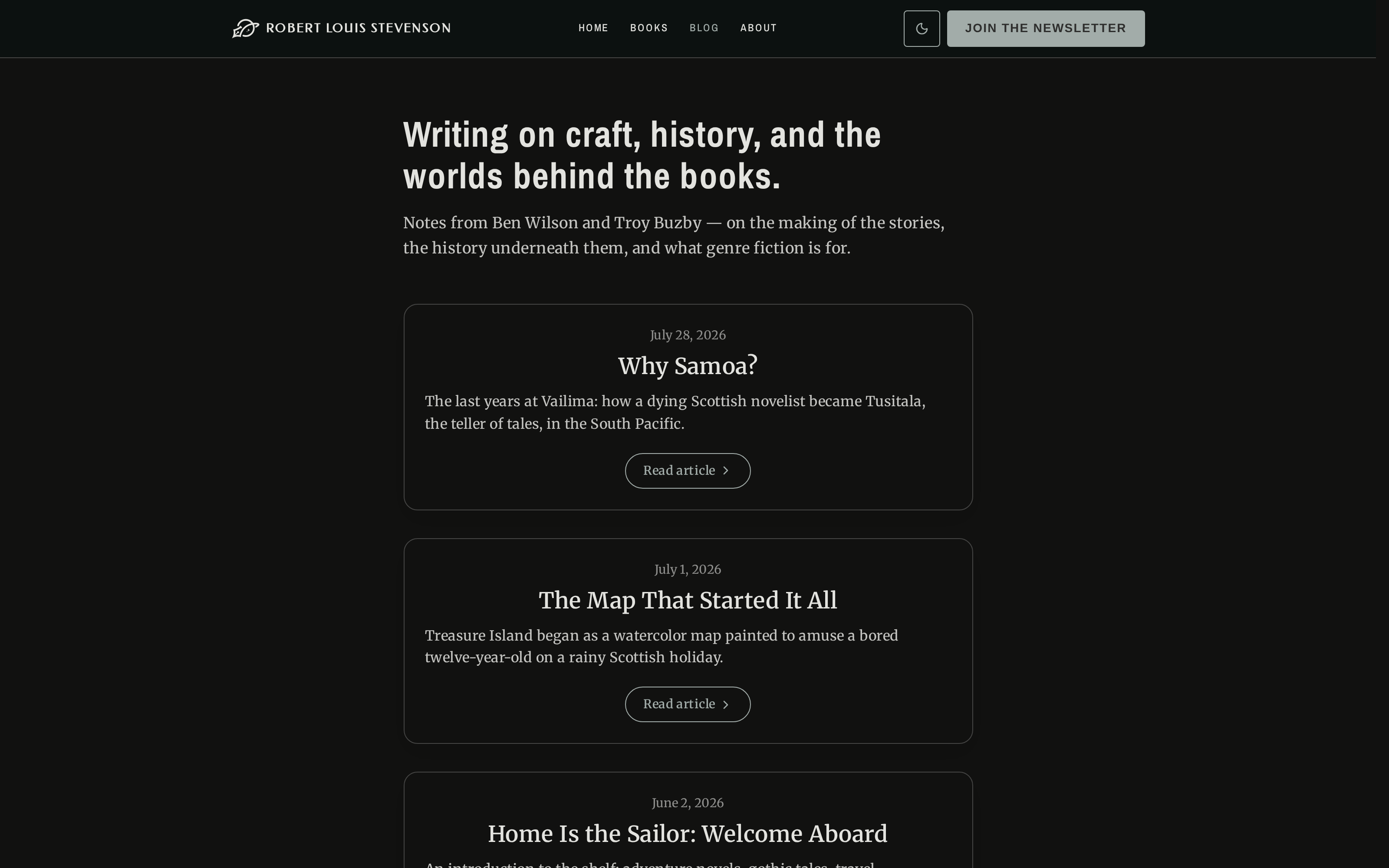 The public blog as readers see it.